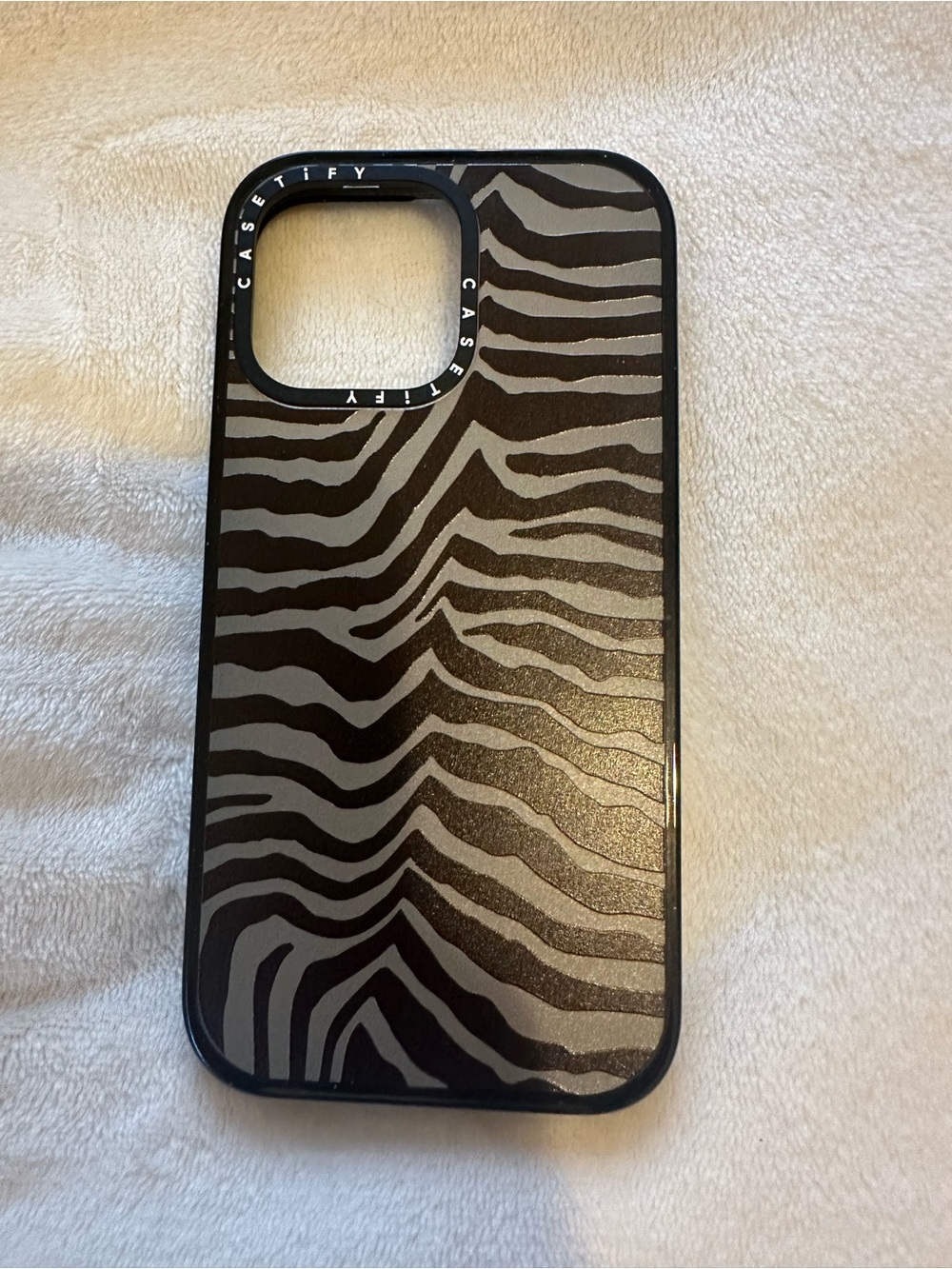 iPhone 14 Pro Max Black & Gray Zebra Print Phone Case